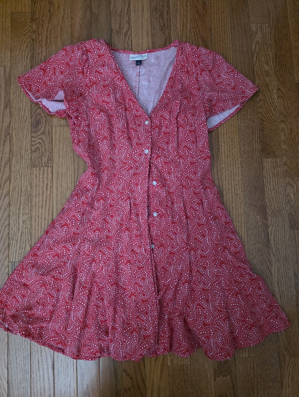 Universal Thread Red Printed Button-Front Mini Dress